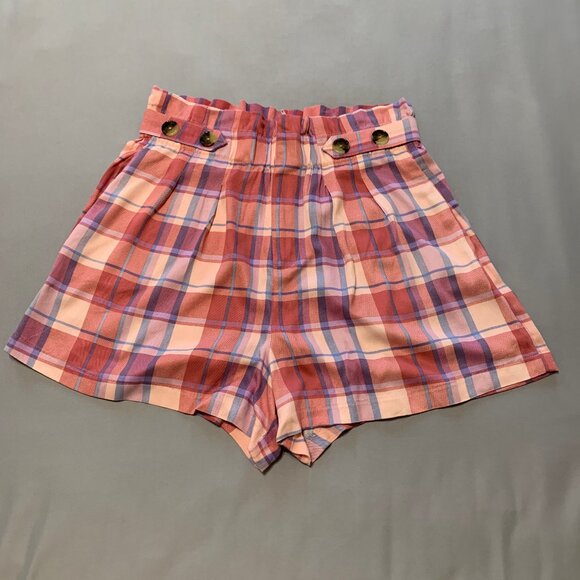 a.n.a. shorts checkered women's shorts. Pink. Size 8. - Picture 1 of 6